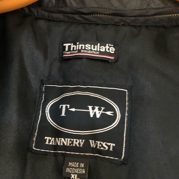 Tannery West Thinsulate leather Black Jacket XL - Picture 2 of 7